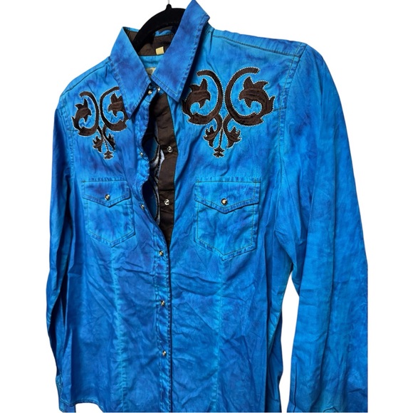 Cowgirl Legend Blue rodeo Show Shirt M - Picture 4 of 7